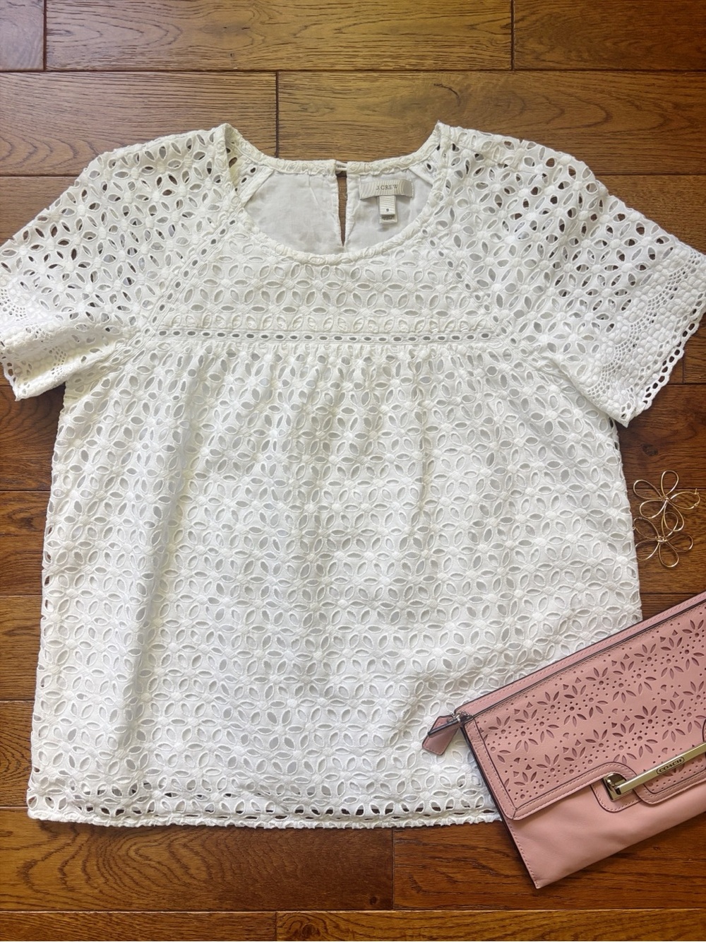 J. Crew White Eyelet Top